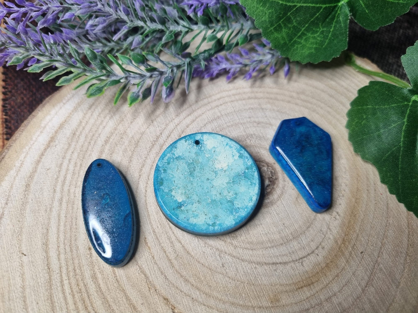Crystal Moon and Star Pendants in Resin