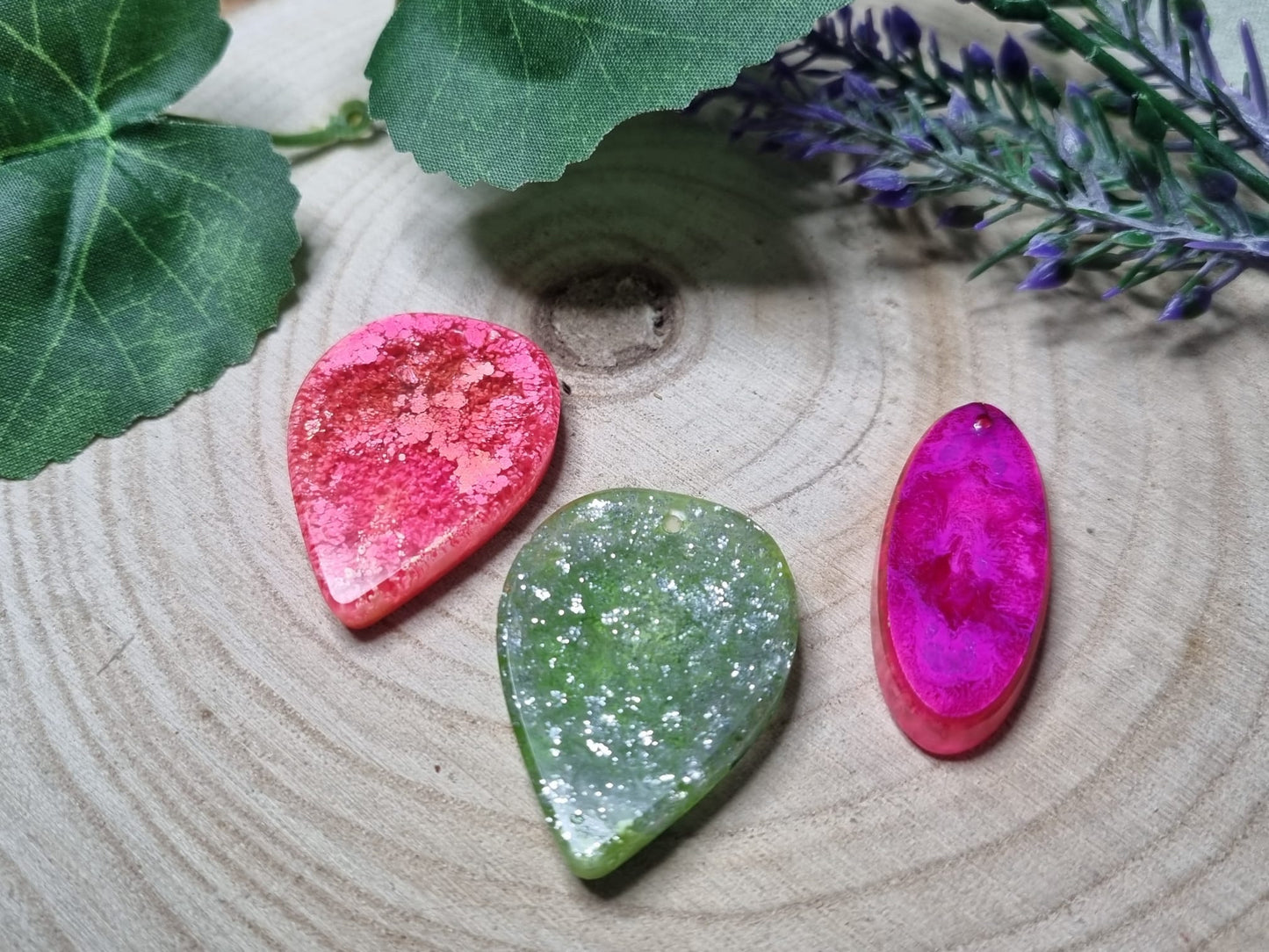 Crystal Moon and Star Pendants in Resin