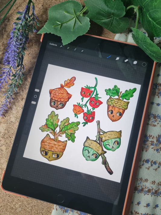 Adesivi Gatti verdura